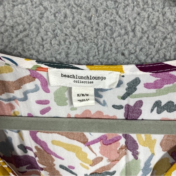 beachlunchlounge Ruched Sleeve Abstract Wrap Midi Dress Womens Size Medium - Picture 6 of 8